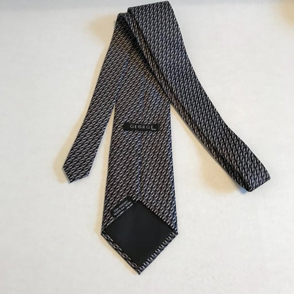 George Stain Resistant Grey and Black Patterned Men's Tie - Picture 3 of 8
